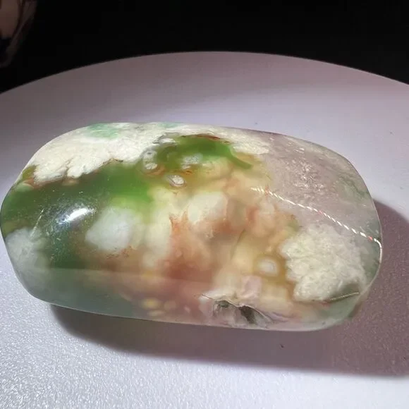 Green Flower Agate Crystal Palmstone (7) - Picture 7 of 11